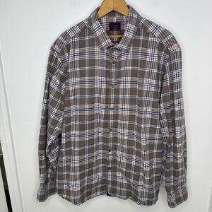 Untuckit Men's Brown Plaid Shirt